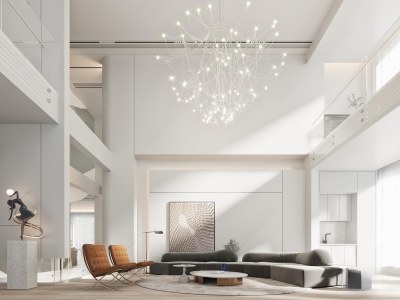 现代别墅客厅3D模型下载